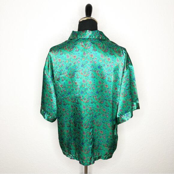 Victoria’s Secret Vintage Gold Label green floral button pajama top size Large - Picture 12 of 12